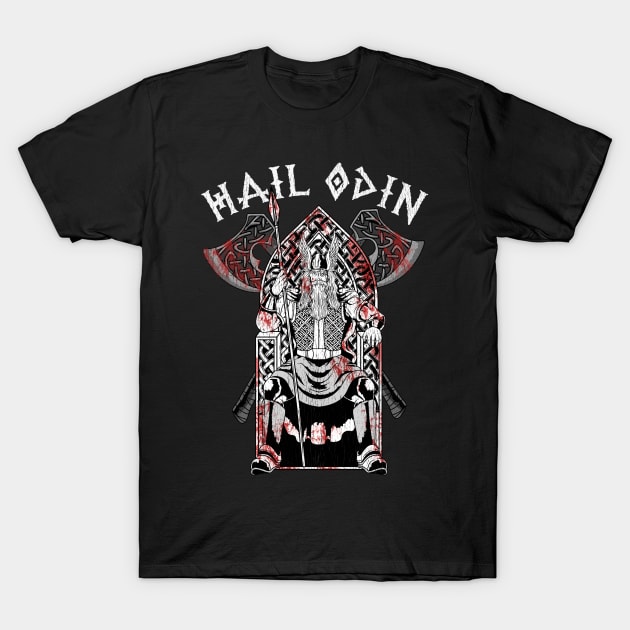 Hail Odin - Viking Mythology Warrior God T-Shirt by biNutz